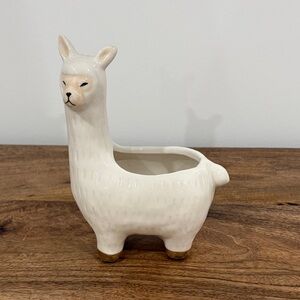 White Llama Ceramic Planter